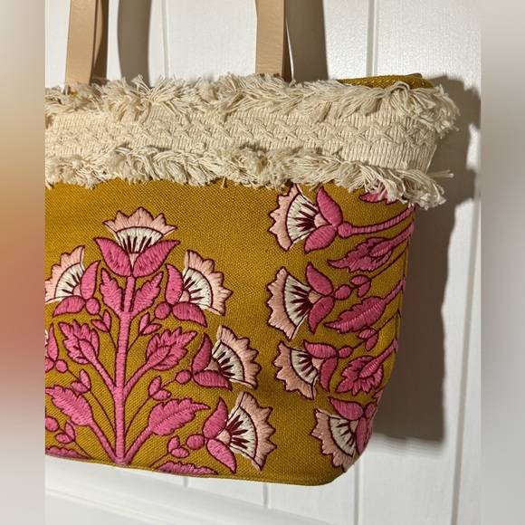 Spartina 449 Embroidered Fringe Pom Pom Tote - Picture 7 of 16